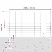 VidaXL Hek met paal zilver 1,2 x 25 m staal - thumbnail