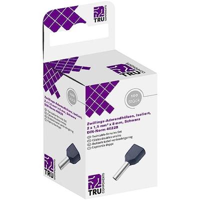 TRU COMPONENTS T1906C155 Dubbele adereindhulzen 1.5 mm² Deels geïsoleerd Zwart 100 stuk(s)