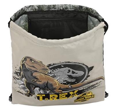 Rugtas met Koordjes Jurassic World Warning Grijs 35 x 40 x 1 cm