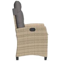 Tuinstoelen 2 st verstelbaar kussens poly rattan gemengd beige - thumbnail