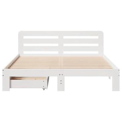 Bedframe zonder matras massief grenenhout wit 140x200 cm
