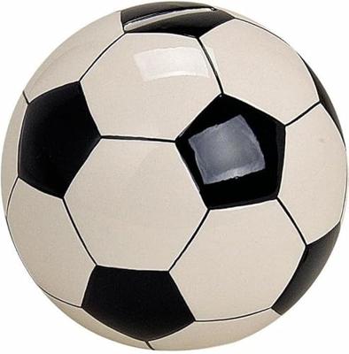 Spaarpot voetbal van keramiek, 13 cm