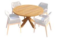 Teak tuintafel rond met kruispoot- - Teak- Tuindeco - thumbnail