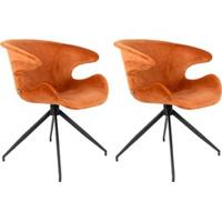 Zuiver Mia Eetkamerstoelen met armleuning Oranje - Set van 2 - thumbnail