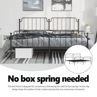 Bedframe met hoofd- en voeteneindemetaal zwart 193x203 cm - thumbnail