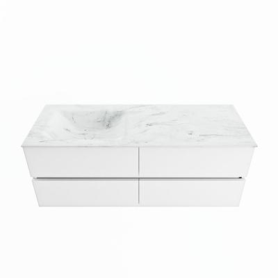 MONDIAZ VICA-DLUX 130cm badmeubel onderkast Talc 4 lades. Inbouw wastafel CLOUD links zonder kraangat, kleur Opalo.