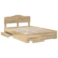 Bedframe met hoofdeinde Sonoma Eiken 140 x 200 cm Bewerkt hout - thumbnail