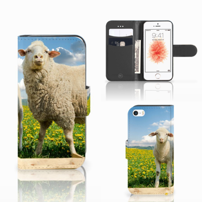 Apple iPhone 5 | 5s | SE | Telefoonhoesje | Met pasjeshouder | Schaap en Lammetje