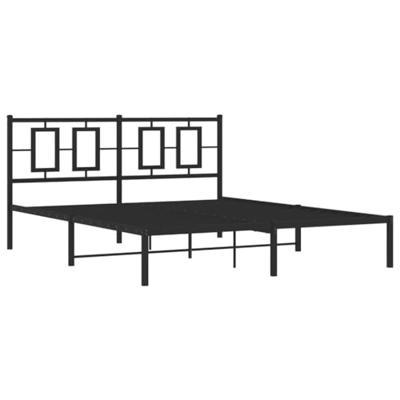 Bedframe met hoofdbord metaal zwart 150x200 cm Bedframe met hoofdbord metaal zwart 150x200 cm