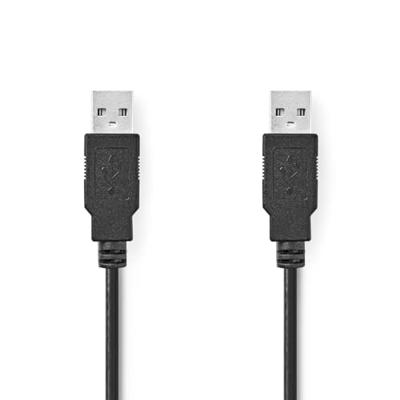 Nedis USB-Kabel | USB 2.0 | USB-A Male | USB-A Male | 480 Mbps | Vernikkeld | 2.00 m | Rond | PVC | Zwart | Label - CCGL60000BK20