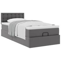 Ottomaanse bed met matras 90x200cm kunstleer grijs - thumbnail