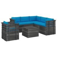 vidaXL 7-delige Loungeset met kussens pallet massief grenenhout - thumbnail