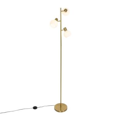 QAZQA Vloerlamp goud met opaal glas 3-lichts verstelbaar - Anouk