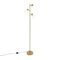 QAZQA Vloerlamp goud met opaal glas 3-lichts verstelbaar - Anouk - thumbnail
