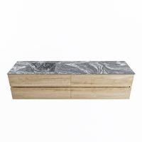 MONDIAZ VICA-DLUX 200cm badmeubel onderkast Washed Oak 4 lades. Inbouw wastafel CLOUD links zonder kraangat, kleur Lava. - thumbnail