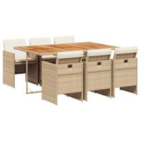7-delige Tuinset met kussens poly rattan beige - thumbnail