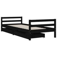 Kinderbedframe met lades 90x200 cm massief grenenhout zwart - thumbnail
