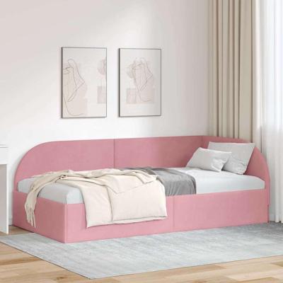 Hoekbedframe met hoofdeinde Roze 90 cm x 190 cm Stof
