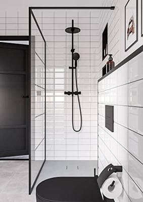 Saqu Miralo industriële inloopdouche incl. antikalk 100x200cm mat zwart