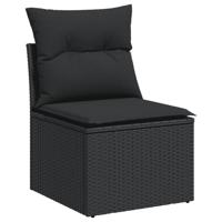 10-delige Loungeset met kussens poly rattan zwart - thumbnail