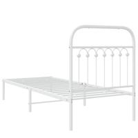 Bedframe met hoofdbord metaal wit 80x200 cm - thumbnail