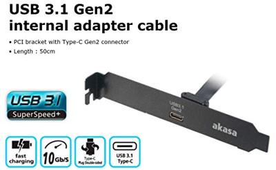 Akasa AK-CBUB37-50BK USB-kabel 0,5 m USB C Mannelijk Zwart - thumbnail