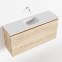 MONDIAZ OLAN 100cm toiletmeubel washed_oak. LEX wastafel talc midden geen kraangat - thumbnail