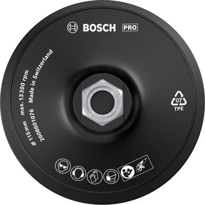 Bosch Accessories 2608601076 Steunschijf met klittenbandbevestigingssysteem voor papieren schuurbladen, 115 mm, 13.300 omw/min Diameter 115 mm Bosch Accessories 2608601076 Steunschijf met klittenbandbevestigingssysteem voor papieren schuurbladen, 115 mm, 13.300 omw/min Diameter 115 mm