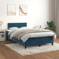 Boxspring met matras fluweel donkerblauw 120x200 cm - thumbnail