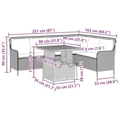 2-delige Loungeset met kussens poly rattan grijs