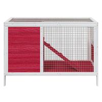 Konijnenhok 103x44x69,5 cm massief grenenhout rood - thumbnail