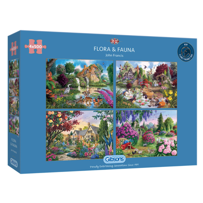 Flora & Fauna Puzzel 4x 500 Stukjes