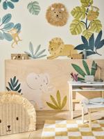 Opbergmand leeuw van papierkoord en raffia beige - thumbnail