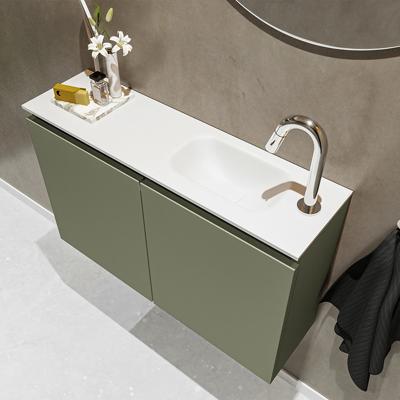 MONDIAZ TURE 80cm toiletmeubel army. EDEN wastafel talc rechts 1 kraangat MONDIAZ TURE 80cm toiletmeubel army. EDEN wastafel talc rechts 1 kraangat