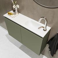 MONDIAZ TURE 80cm toiletmeubel army. EDEN wastafel talc rechts 1 kraangat - thumbnail