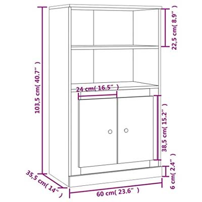 Hoge kast 60x35,5x103,5 cm bewerkt hout gerookt eikenkleurig