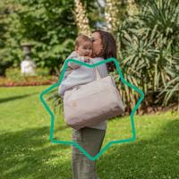 Badabulle Luiertas in Pocketstijl - Aankleedkussen, Geïsoleerde hoes, Etui, Inclusief kinderwagenbevestigingen, Crème - thumbnail