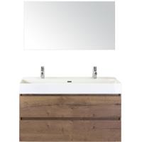 Maxx XL Badmeubelset 120 cm - Tabacco - Wastafel Kube Enkel 2 Kraangaten met Spiegel - thumbnail