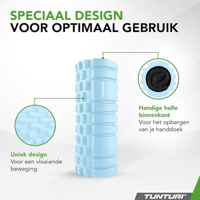 Tunturi Yoga Grid Foam Roller 33 cm | Ø 13 cm | licht blauw