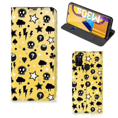 Mobiel BookCase Samsung Galaxy M30s | M21 Punk Geel Mobiel BookCase Samsung Galaxy M30s | M21 Punk Geel