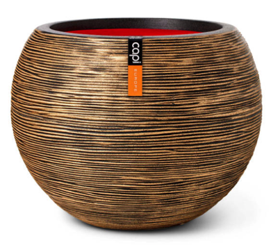 Capi nature bol rib nl kunststof vaas 40x32 cm zwart, goud
