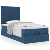 Ottoman bed met matras 140x190cm stof blauw - thumbnail