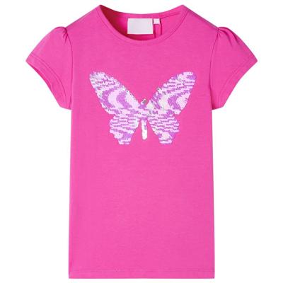 Kindershirt met kapmouwen 140 donkerroze Kindershirt met kapmouwen 140 donkerroze