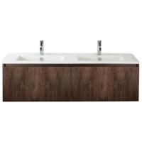 Frozen 3D Badmeubelset 140 cm - Greeplijst in Kleur - Dark Oak - Keramische Wastafel Wit 2 Kraangaten - thumbnail