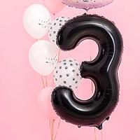 Folieballon Cijfer 3 Zwart (86cm) - thumbnail