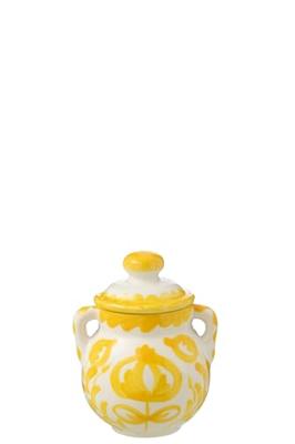 J-Line Jar Granada Ceramic White|Yellow