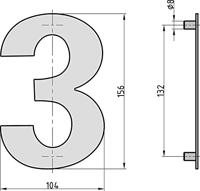 Basi 7300-0003 Huisnummerbord RVS - thumbnail