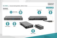 DIGITUS USB-C Travel Docking Station - 7 Poorten - 1x HDMI, 1x VGA (4K@30Hz) - 2x USB 3.0 / USB 2.0 - RJ45 LAN, Kaartlezer - Zwart - thumbnail