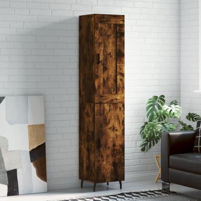 Hoge kast 34,5x34x180 cm bewerkt hout gerookt eikenkleurig