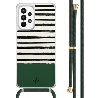 Samsung Galaxy A23 hoesje met koord - Green stripes Samsung Galaxy A23 hoesje met koord - Green stripes